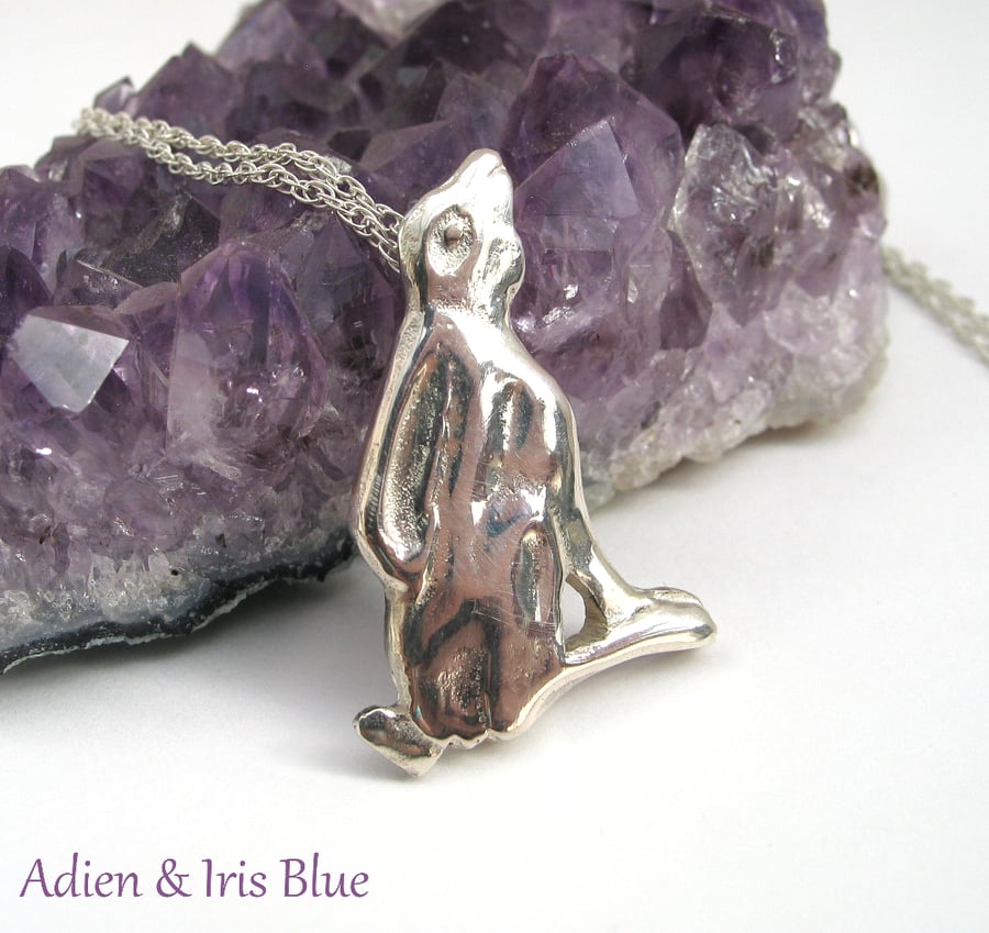 Moon Gazing Hare Necklace, Smooth. 
