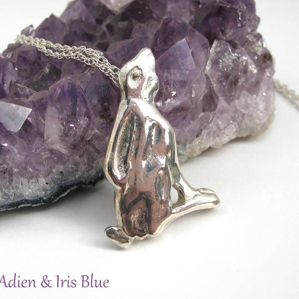 Moon Gazing Hare Necklace, Smooth. 