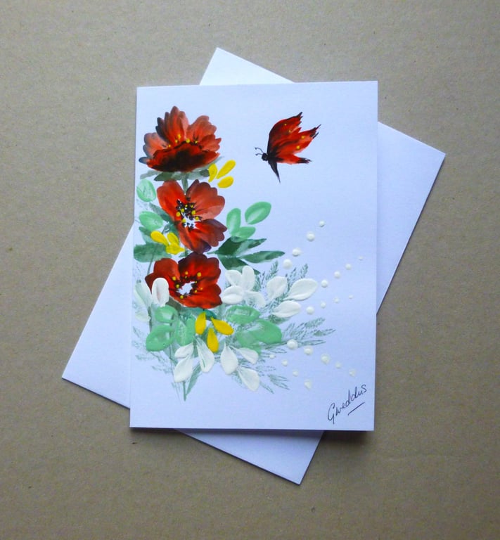 original art hand painted blank greetings card ( ref FA 59 M3 )