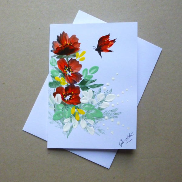 original art hand painted blank greetings card ( ref FA 59 M3 )