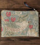 William Morris Strawberry Thief May Pouch Slate Blue