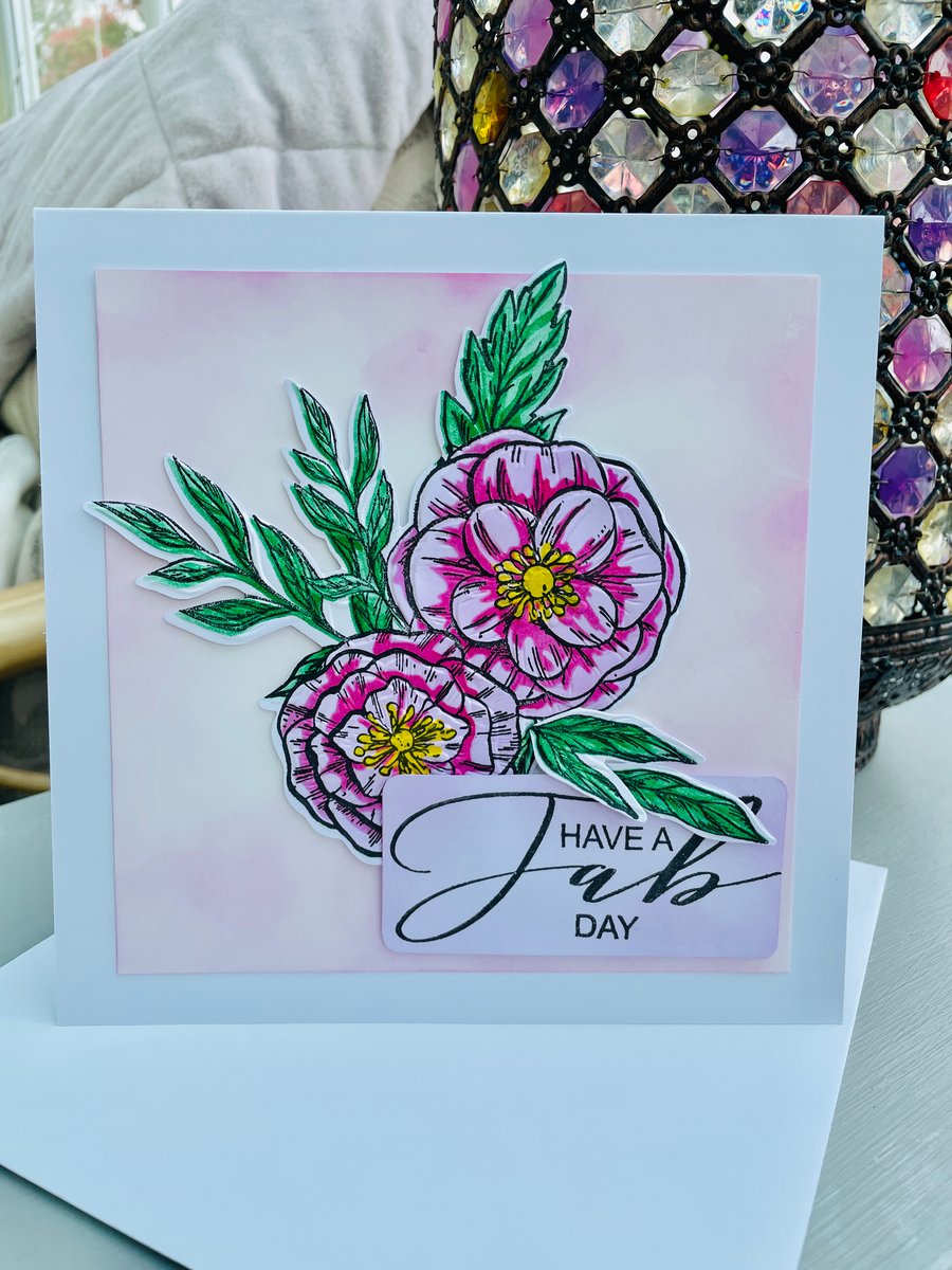 Have a fab day embossed flowers birthday card