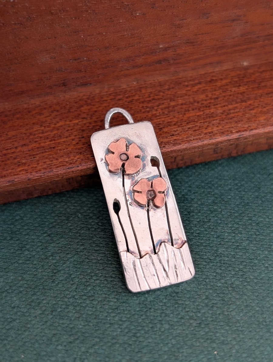 Perfectly Imperfect - Handmade Silver & Copper Popper Pendant 