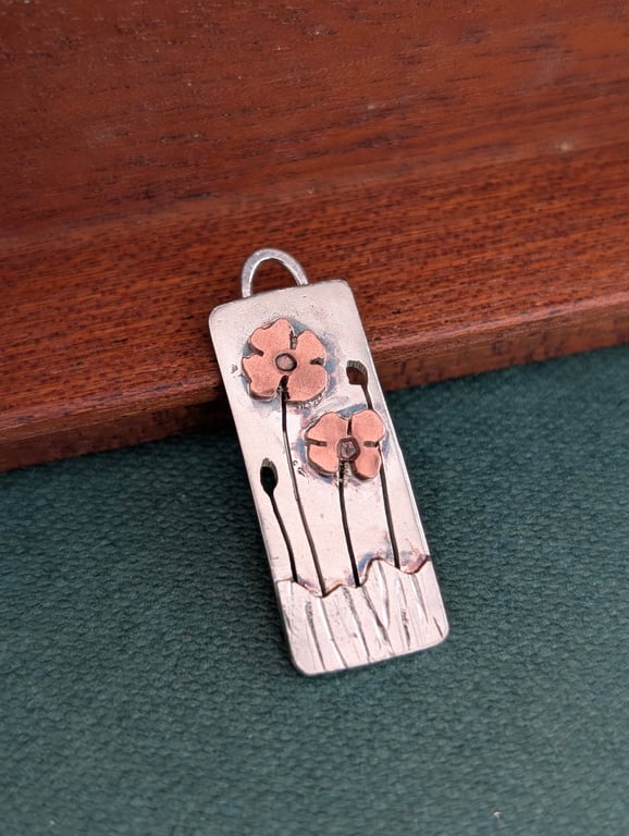 Perfectly Imperfect - Handmade Silver & Copper Popper Pendant 