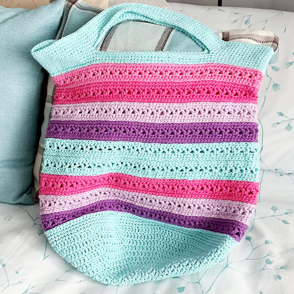 Turquoise Crochet Market bag, tote bag, shopping bag 