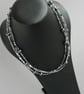Dark Grey Multi Strand Necklace - Charcoal Jewellery - Black Pearl and Crystal - Image 3