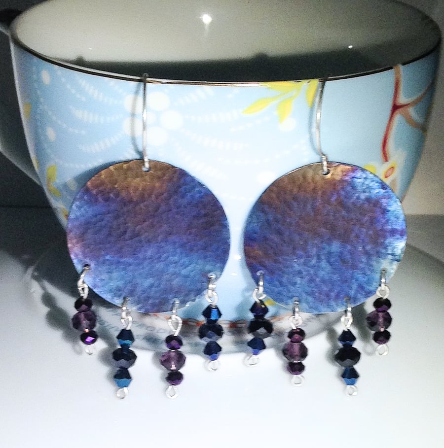 Coloured Titanium Large Disc Earrings - UK Free Post