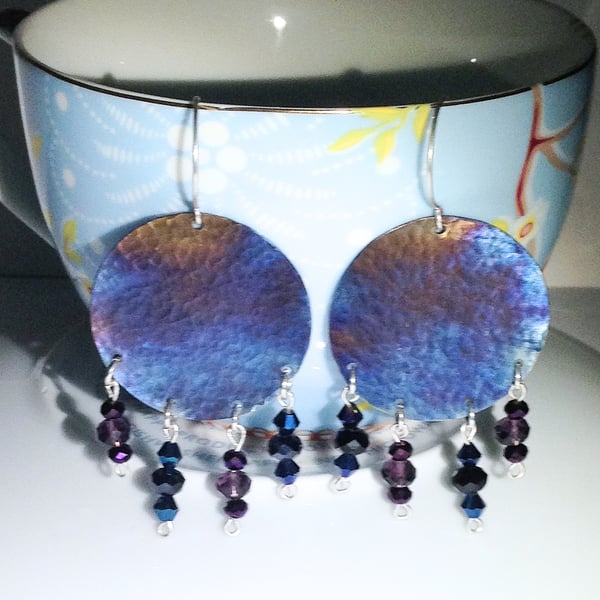 Coloured Titanium Large Disc Earrings - UK Free Post