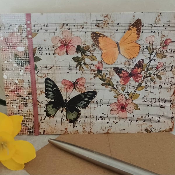 Handmade Mixed Media Butterfly Card