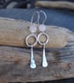 Forged Silver Dangle Hoop Earrings with Facetted Rose Quartz Beads - Image 6