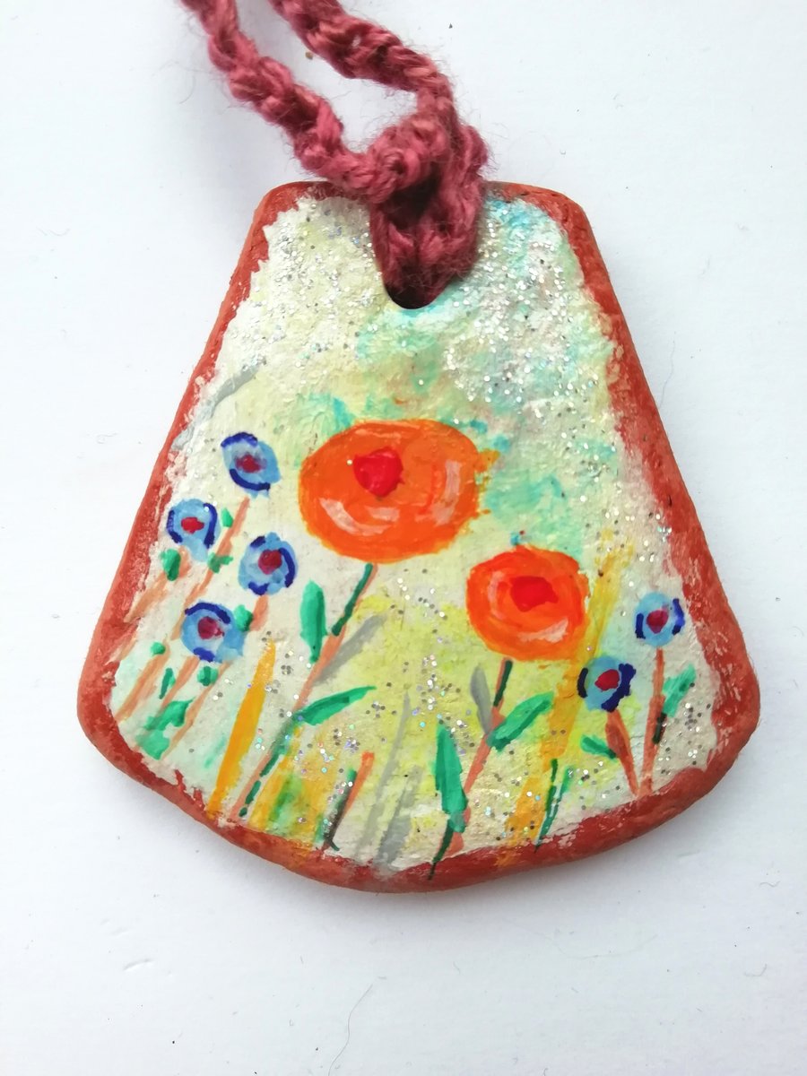 Clay flower hanging pendant 