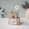 Little Wooden Christmas Cottage with Pearl Button Moon 'Silent Night'