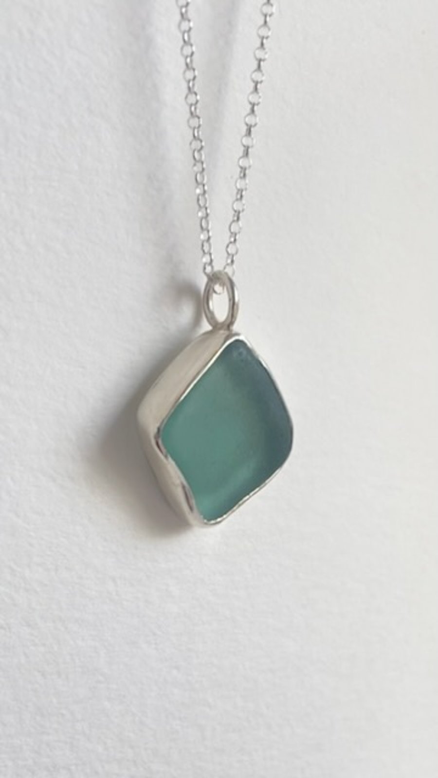 Seafoam, light blue colour sea glass necklace 
