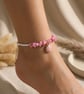 Handmade Pink Shell and White Bead Coastal Style Anklet - Image 3