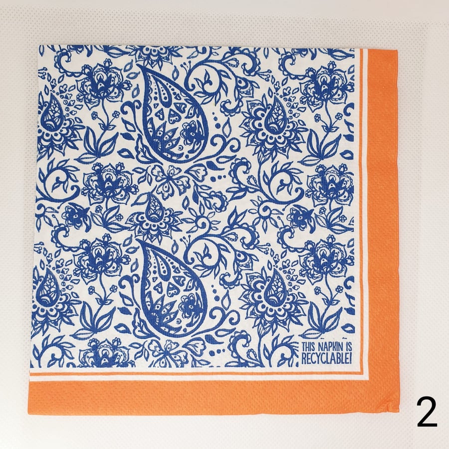 10 pcs 33cm x 33 cm Abstract Blue Napkin Paper for DIY Decoupage Arts 