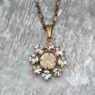 Flower Pendant Necklace Clear Diamond Sans Opal Swarovski Crystal Vintage