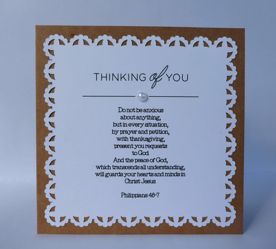 Thinking of You Card with Bible Verse Philippians 4 v 6-7 