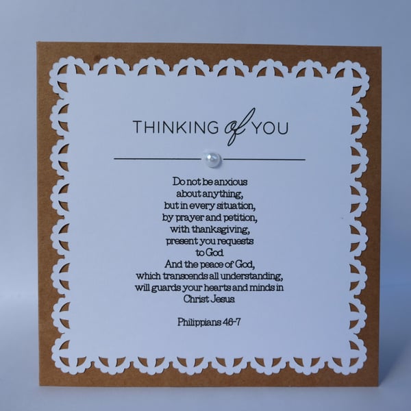 Thinking of You Card with Bible Verse Philippians 4 v 6-7 