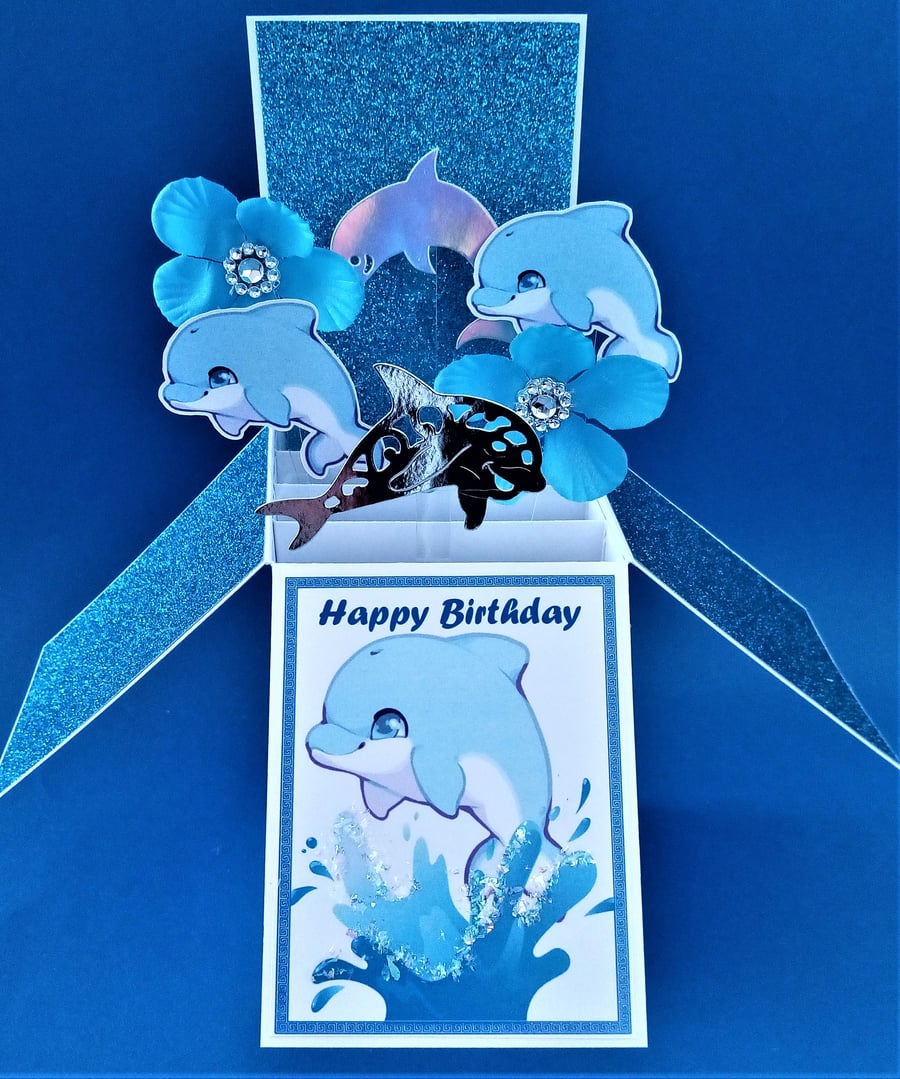 Girls Birthday Card with Dolphins