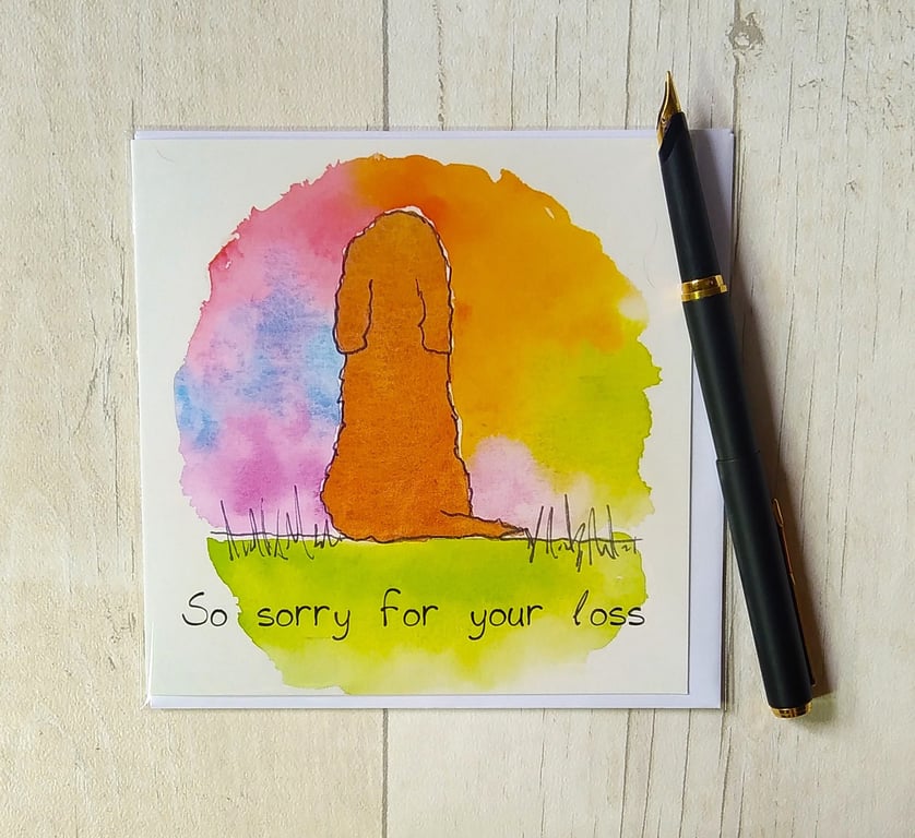 Cocker Spaniel  sympathy card. Cocker Spaniel loss card, dog bereavement card.