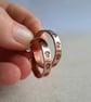 Copper Paw Print Hoop Stud Earrings - Sterling Silver Posts - Image 1
