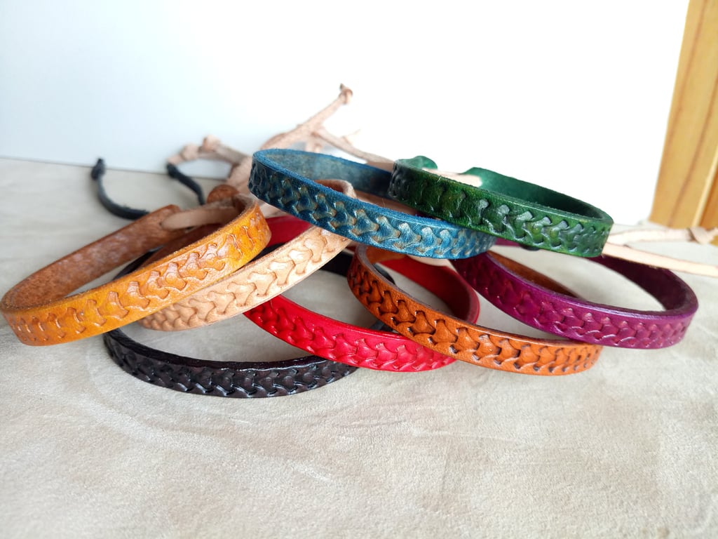 Friendship Bracelet, Custom Leather Bracelet for Women, Men and Children, Hand T