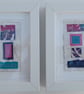 Pretty Patterned Pink Blue Teal Handstitched Geometric Small Art Pictures - Image 8