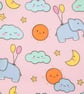 Handmade Elephants, Clouds and Balloons Cotton Fabric Lampshade - Image 3
