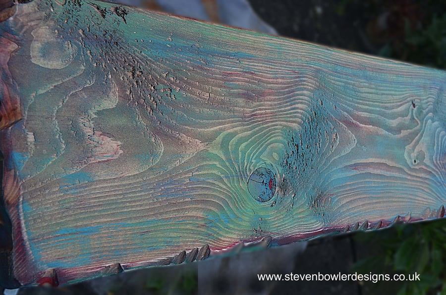 2ft Wall Mounted Floating Wood Shelf  Unique Multi Coloured Coastal Cottage 