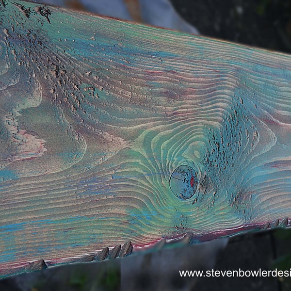 2ft Wall Mounted Floating Wood Shelf  Unique Multi Coloured Coastal Cottage 