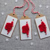 Pack of 3 Little Red Knitted jumpers Christmas Gift Tags, Present Toppers