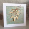 Gold Mistletoe Christmas Card 