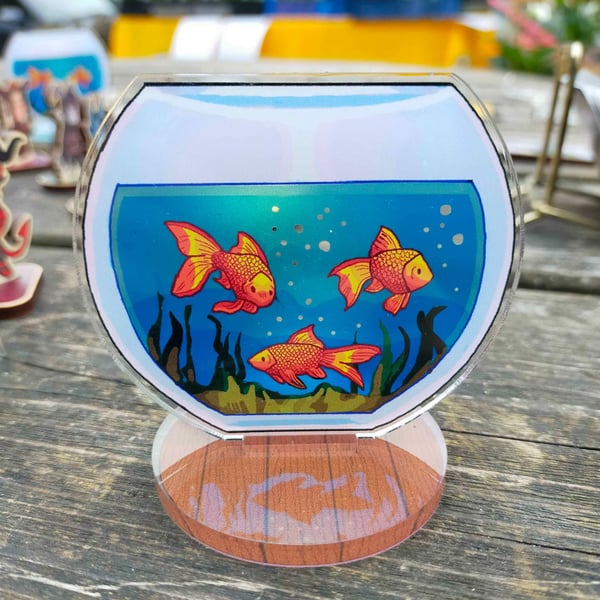 Goldfish Acrylic Standee ( Approx 70mm x 70mm ) Double Sided