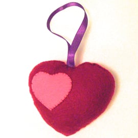 Felt Heart Hanging Decoration - UK Free Post