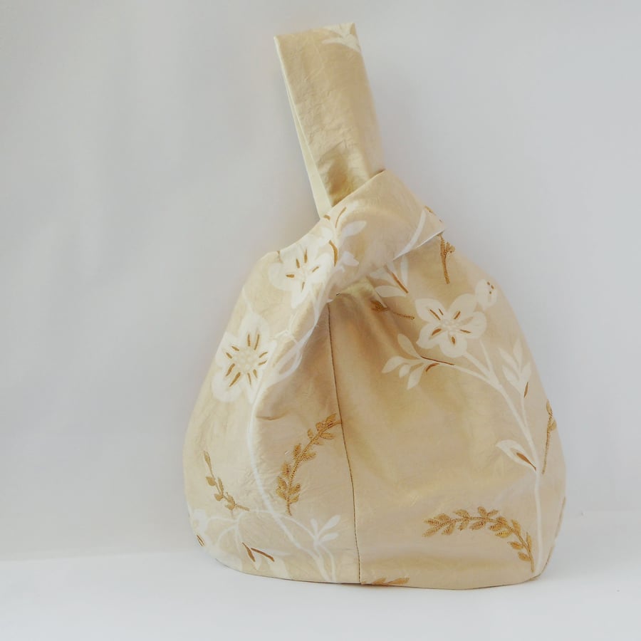 Luxury Japanese Knot bag in printed silk