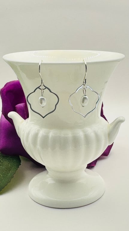 Pale Blue Freshwater Pearl & Sterling Silver Cloud Pendant  Earrings