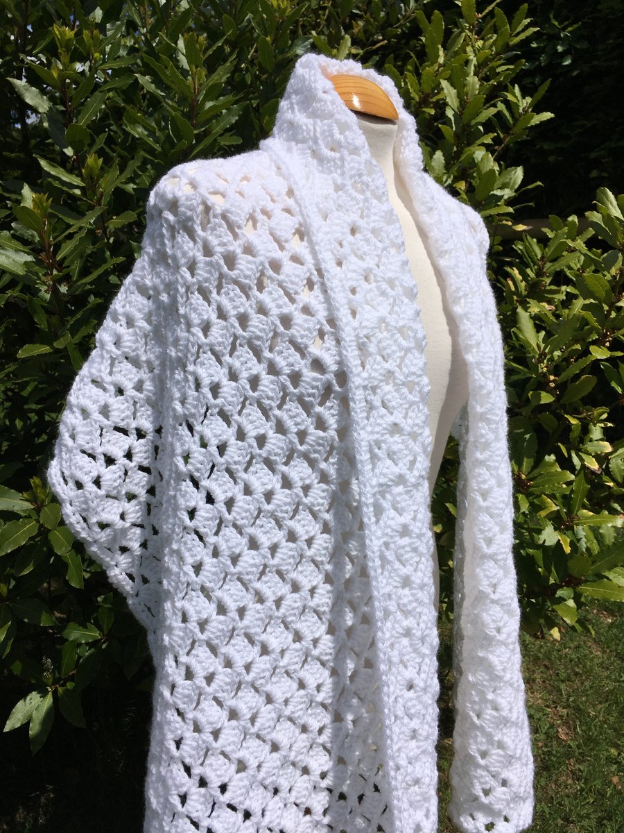 White Handmade Lace Shawl