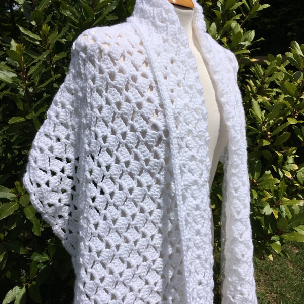 White Handmade Lace Shawl