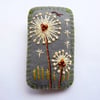 FB-128 - Rectangle Shape Dandelion inspired handmade felt brooch - Dark Grey