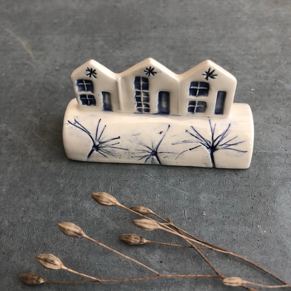 Ceramic row of little houses. 