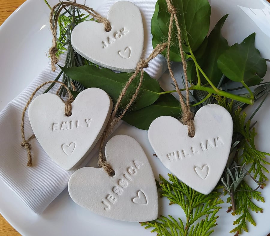 Custom Wedding Place Names, Napkin Ring, Clay Wedding Favours, Keepsake, 