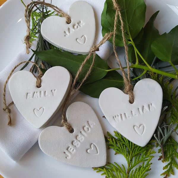 Custom Wedding Place Names, Napkin Ring, Clay Wedding Favours, Keepsake, 
