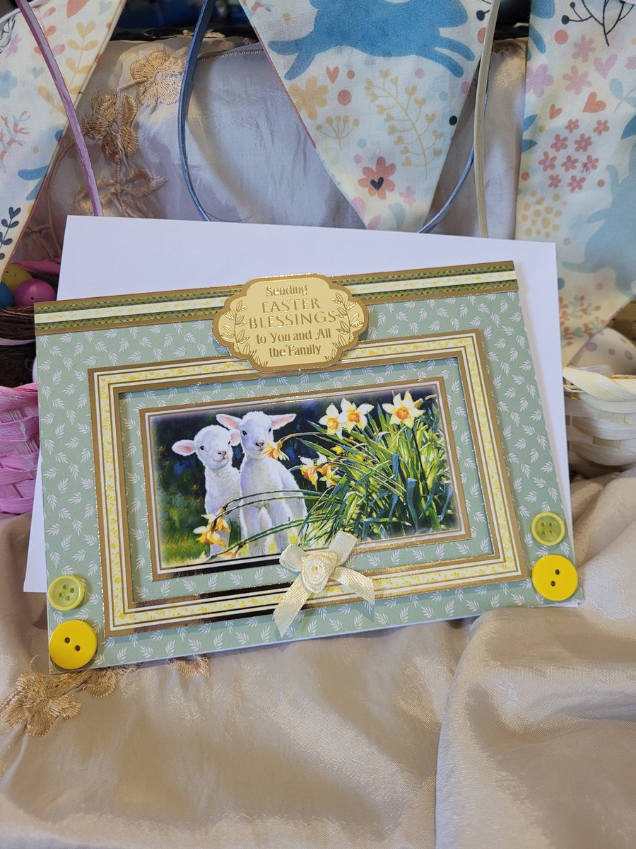 Easter Greeting Card - Daffodil Lambs