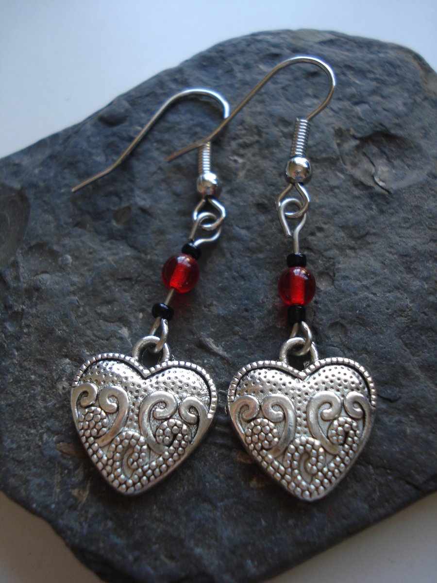 Heart Earrings, Handmade Jewellery
