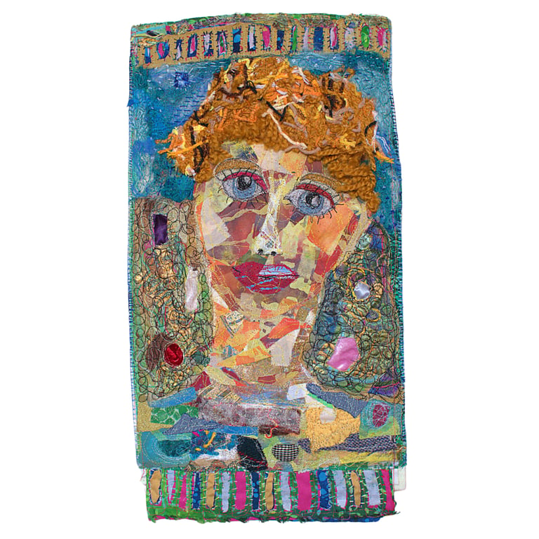 Textile portrait - fibre art - eco gift - wall hanging - ready to hang