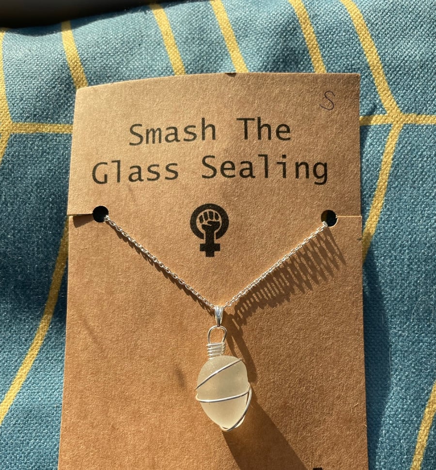Clear Seaham Sea Glass silver plated necklace