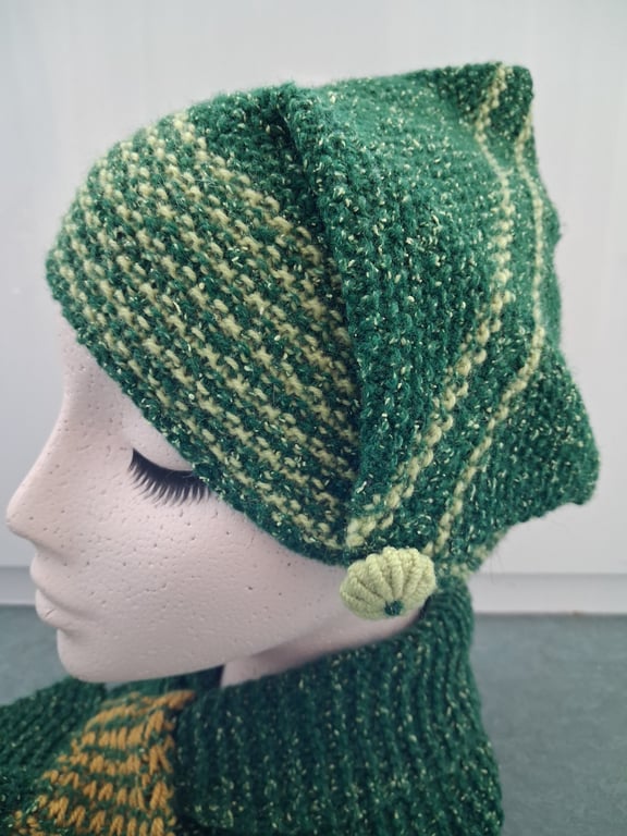 Green Tweed Knit 1930's Hat