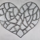 551 Stained Glass Large Multi Heart - handmade hanging decoration.