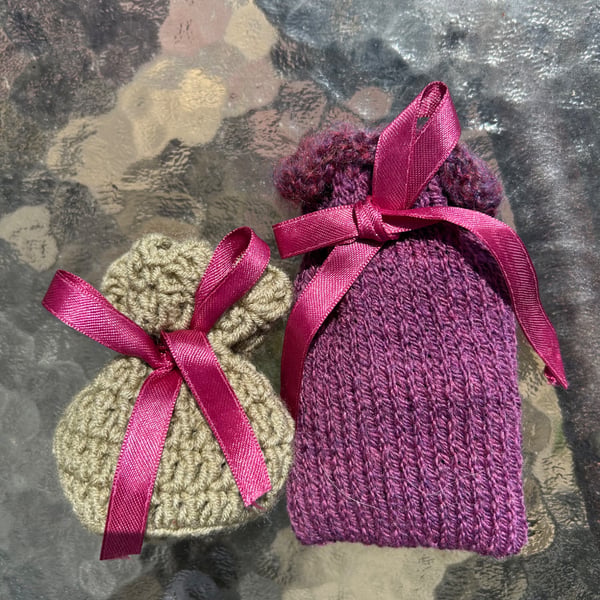 Lot of 2 Handmade crochet lavender sachets 