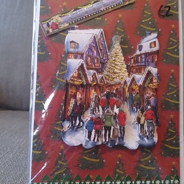 shoping scene in the village at christmas